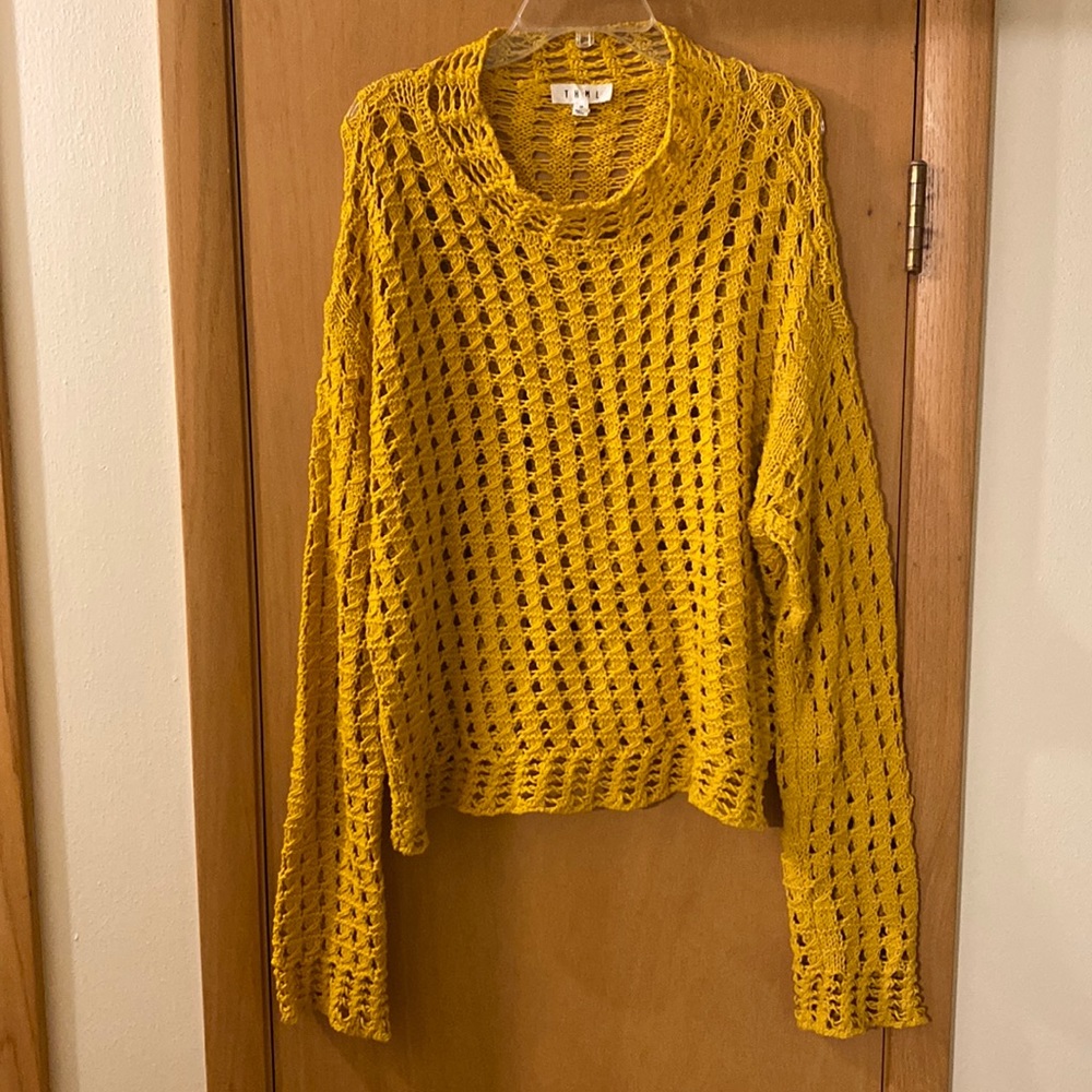 THML Open Weave Knit Oversized Sweater Mustard Yellow Size Medium